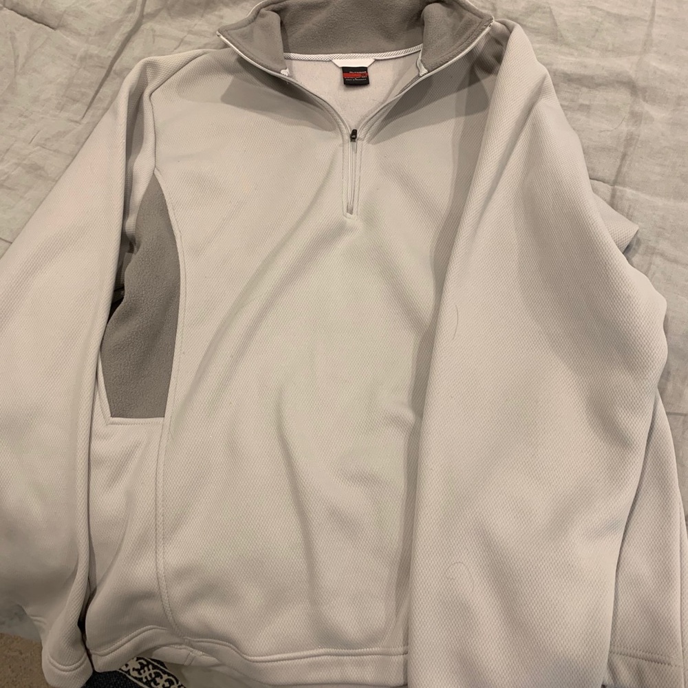 Light Gray fleece quarter zip sweatshirt